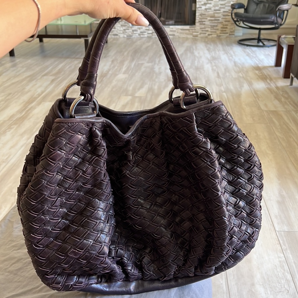 Miu Miu Dark Plum Eggplant Woven Bag